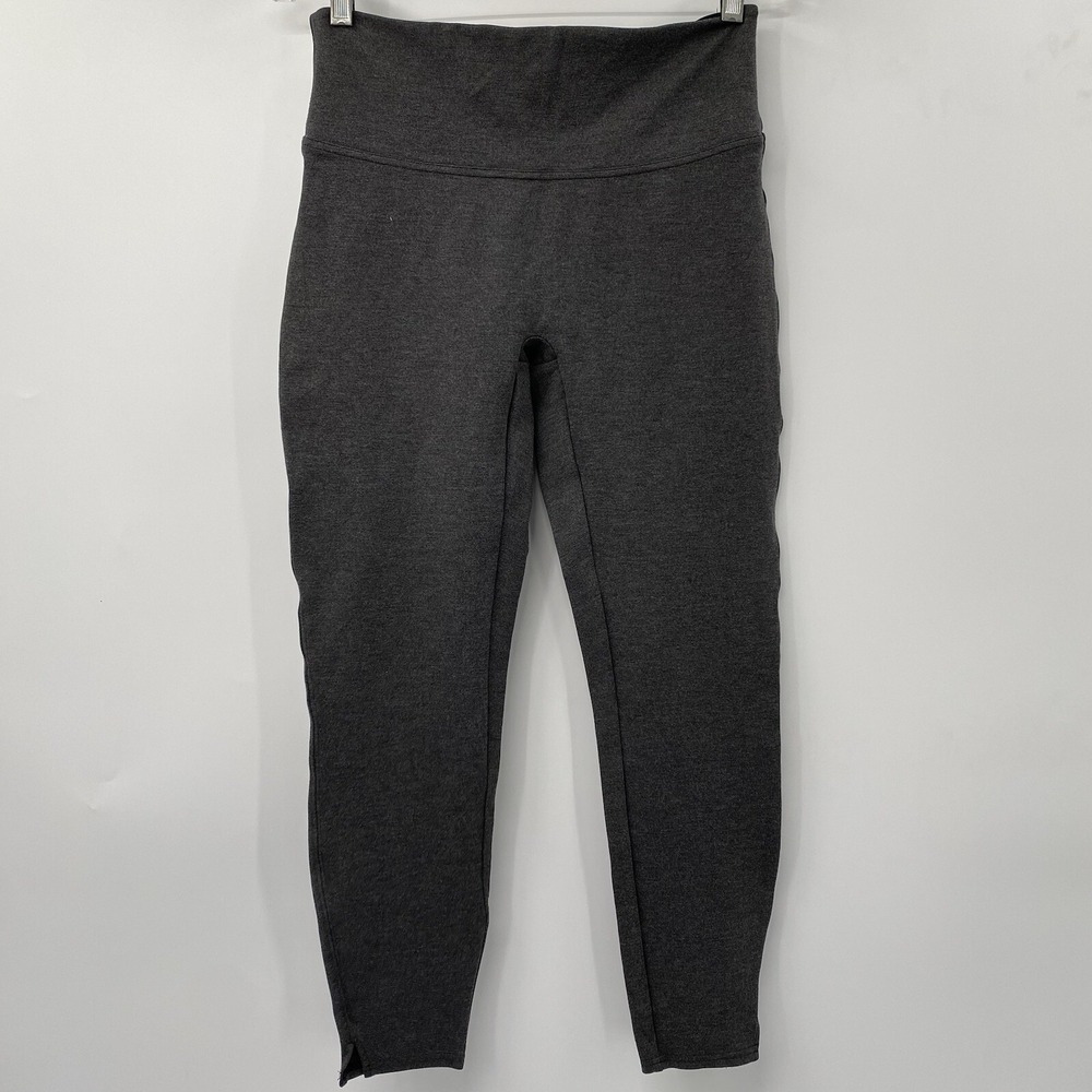 Spanx Ponte Leggings Women Medium Charcoal Gray High Rise Ankle Slit Tapered Leg